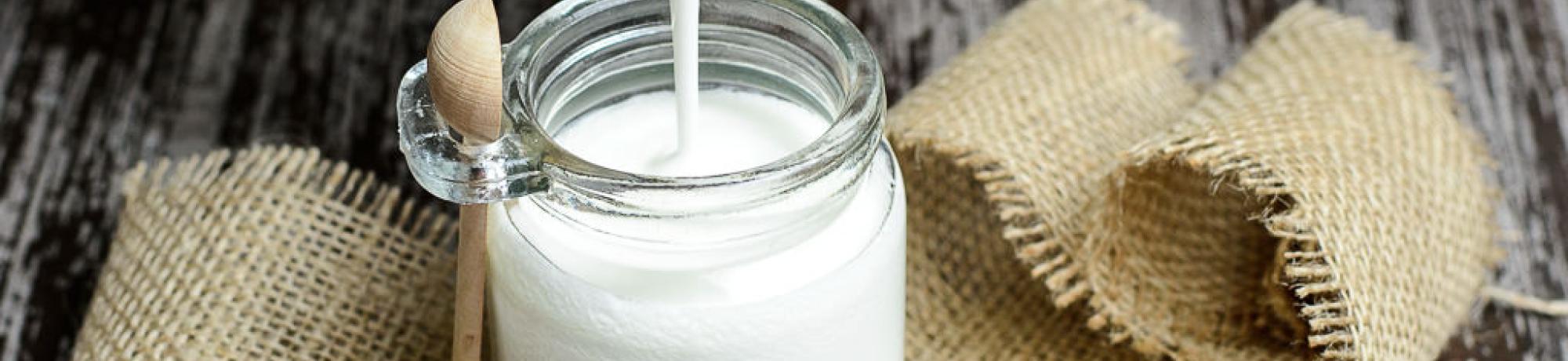 Kefir being poured into a glass